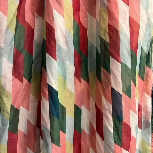 Colorful Green and Pink Women’s Geometric Patterned Flowy Pants Xsmall - Picture 2 of 3